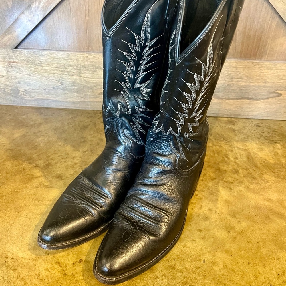 Vintage Dan Post Black Cowboy Boots